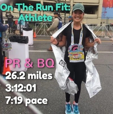 Katie after a marathon finish.
